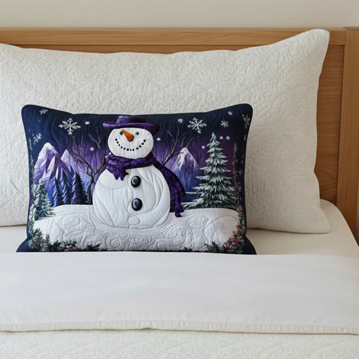 Funda de cojín acolchada - Muñeco de Nieve Violeta